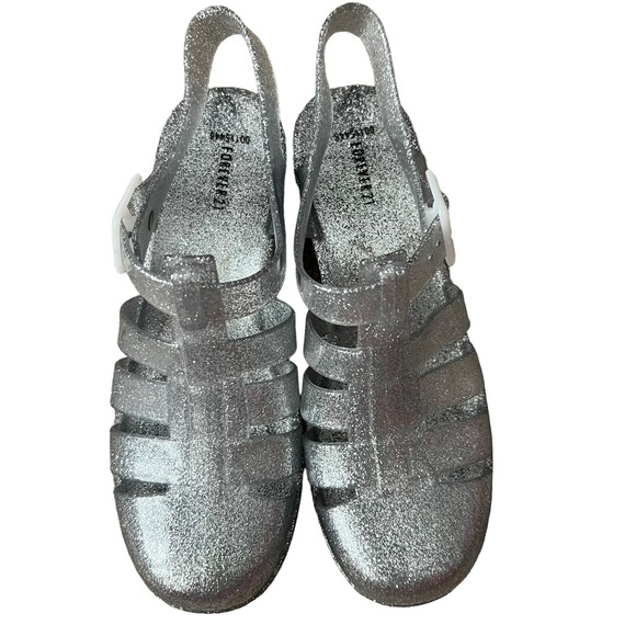 Forever 21 Clear Silver Glitter Heel Jelly Shoes - Picture 6 of 13